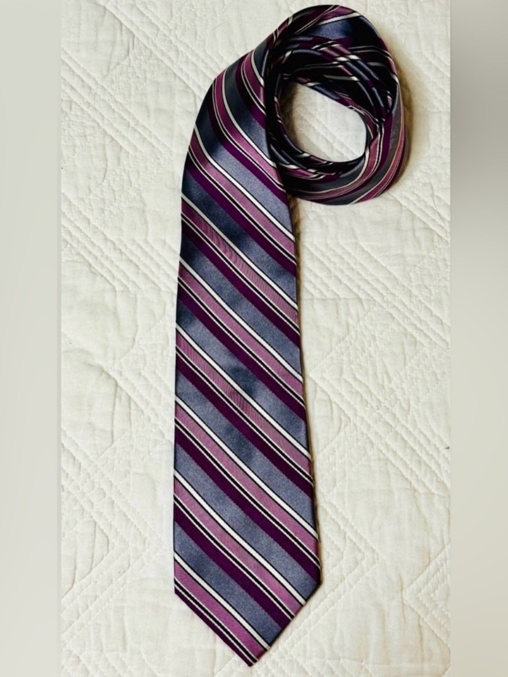Pierre Cardin Y2K Silk Purple and Gray Necktie